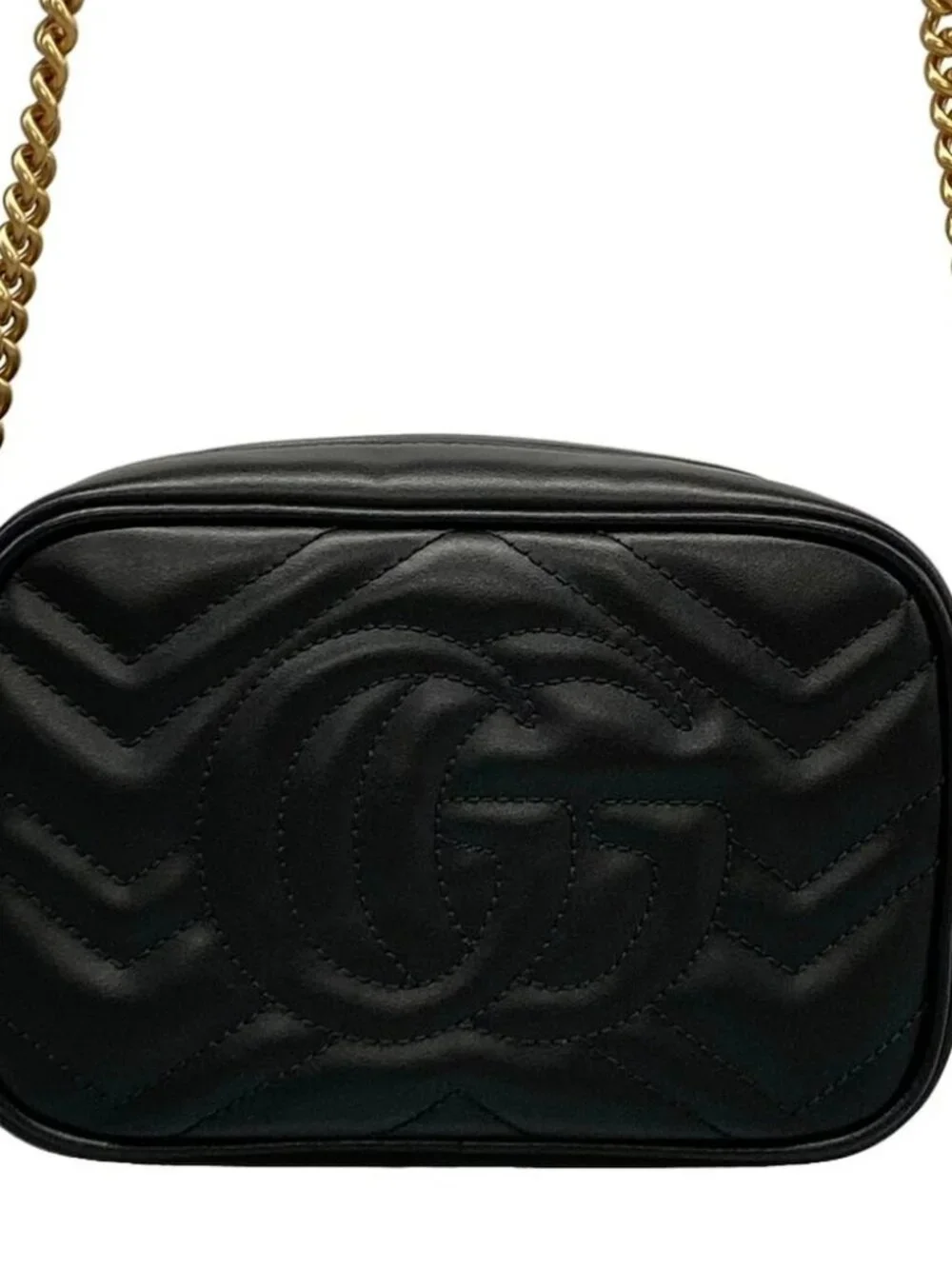 GUCCI GG Marmont Quilting Mini Bag 448065 Black Leather Shoulder Bag
